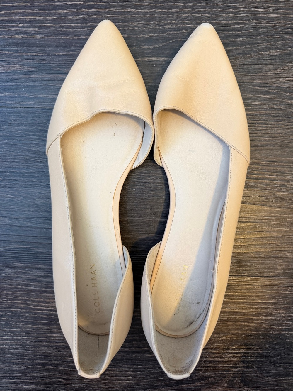 Cole Haan Pointed D'Orsay Flats in Beige